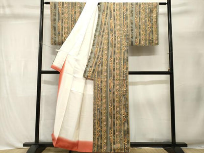 平和屋着物■上質な小紋　鳳凰花丸間道　金彩　正絹　逸品　CABL3414ev