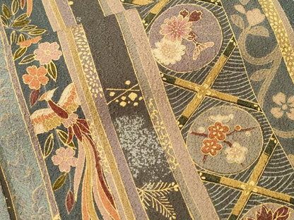 平和屋着物■上質な小紋　鳳凰花丸間道　金彩　正絹　逸品　CABL3414ev