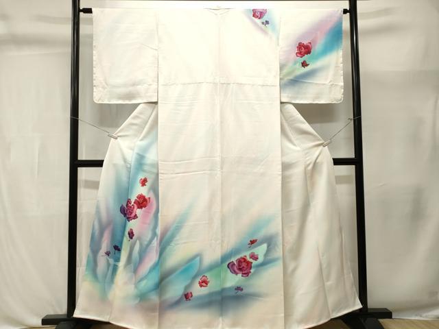 平和屋着物■訪問着　霞飛鳥文　バラ　暈し染め　正絹　逸品　CABL3415ev