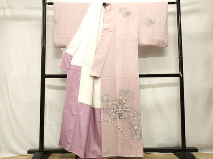 平和屋着物■訪問着　向かい鳥更紗花唐草文　暈し染め　正絹　逸品　CABL3417ev