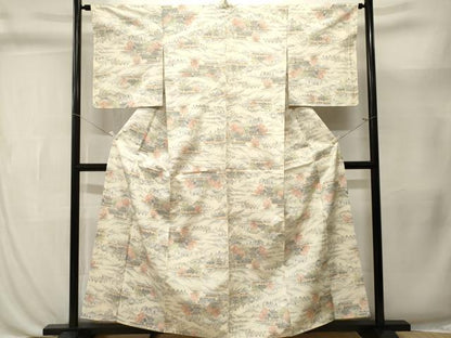 平和屋着物■上質な紬　樹林風景文　正絹　逸品　CABL3425ev