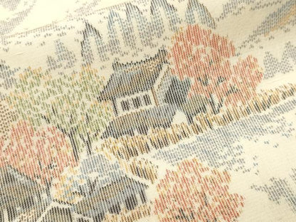 平和屋着物■上質な紬　樹林風景文　正絹　逸品　CABL3425ev