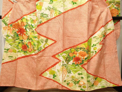 平和屋着物■豪華振袖　駒刺繍　絞り　檜扇草花文　金彩　高島屋扱い　正絹　逸品　CABL3430ev