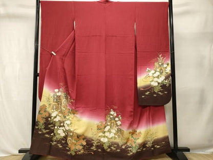 平和屋着物■豪華振袖　御所車草花文　暈し染め　金彩　正絹　逸品　CABL3435ev