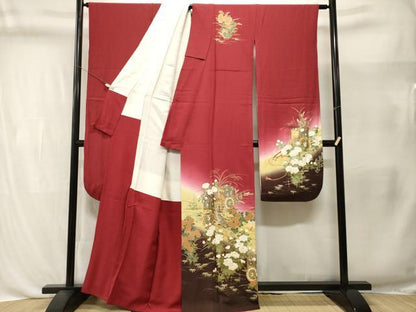 平和屋着物■豪華振袖　御所車草花文　暈し染め　金彩　正絹　逸品　CABL3435ev
