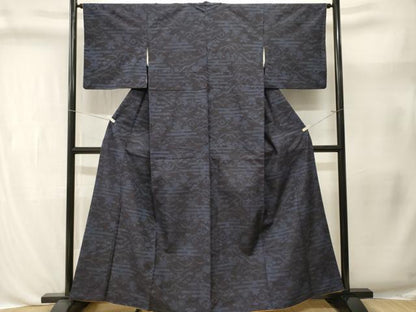 平和屋着物■上質な紬　エ霞芝草花文　正絹　逸品　CABL3440ev