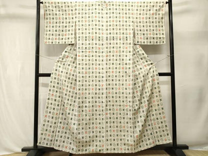平和屋着物■上質な小紋　幾何学文　銀糸　ますいわ屋扱い　正絹　逸品　CABL3442ev