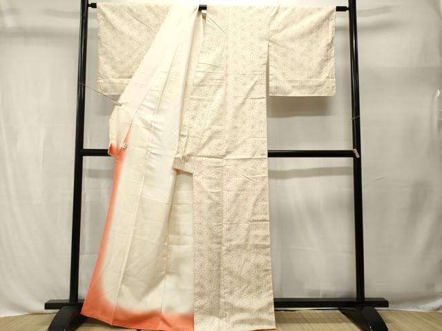 平和屋着物■上質な紬　麻の葉文様　やまと誂製　正絹　逸品　CABL3446ev