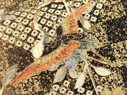 平和屋着物■上質な小紋　冊子扇面飛鶴間道　暈し染め　金彩　胴抜き仕立て　正絹　逸品　CABL3449ev