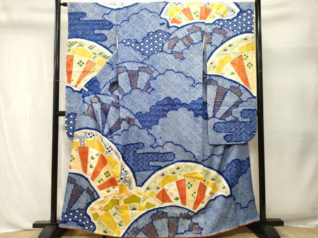 平和屋着物■豪華振袖　駒刺繍　絞り　片輪花文　金彩　正絹　逸品　CABL3451ev