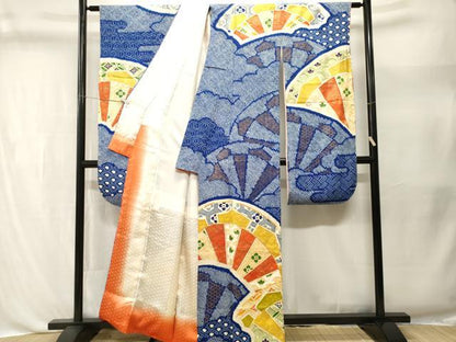 平和屋着物■豪華振袖　駒刺繍　絞り　片輪花文　金彩　正絹　逸品　CABL3451ev