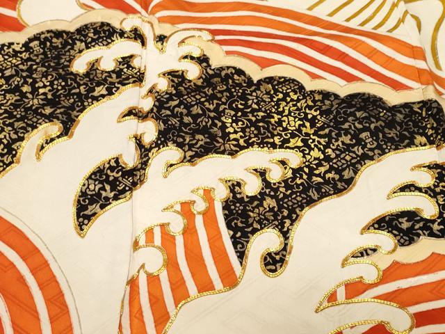 平和屋着物■豪華振袖　駒刺繍　雲取り花唐草立波文　暈し染め　金彩　正絹　逸品　CABL3455ev