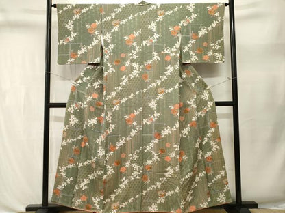 平和屋着物■上質な小紋　麻の葉舞花文　金彩　正絹　逸品　CABL3457ev