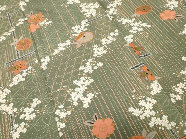 平和屋着物■上質な小紋　麻の葉舞花文　金彩　正絹　逸品　CABL3457ev