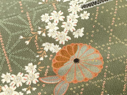 平和屋着物■上質な小紋　麻の葉舞花文　金彩　正絹　逸品　CABL3457ev