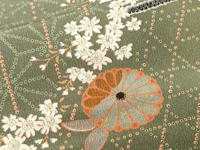 平和屋着物■上質な小紋　麻の葉舞花文　金彩　正絹　逸品　CABL3457ev