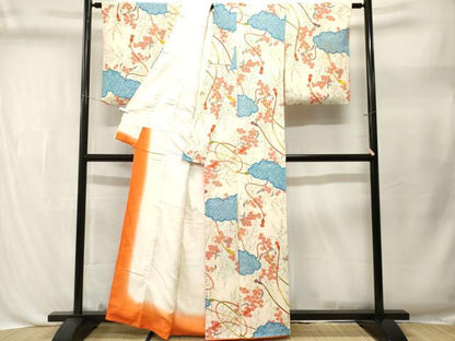 平和屋着物■上質な小紋　雲取り枝梅楓文　正絹　逸品　CABL3460ev