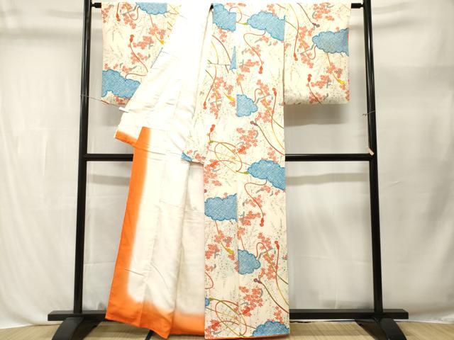 平和屋着物■上質な小紋　雲取り枝梅楓文　正絹　逸品　CABL3460ev