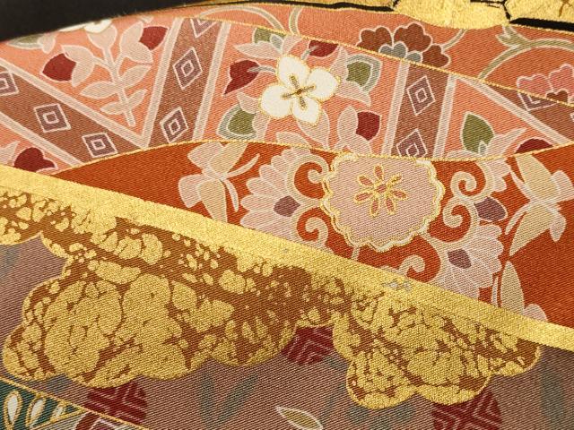平和屋着物■豪華黒留袖　駒刺繍　御所車飛鶴吉祥花文　金彩　正絹　逸品　CABL3462ev