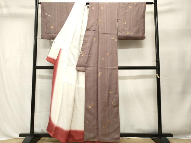 平和屋着物■上質な小紋　枝葉舞花文　暈し染め　金彩　正絹　逸品　CABL3463ev