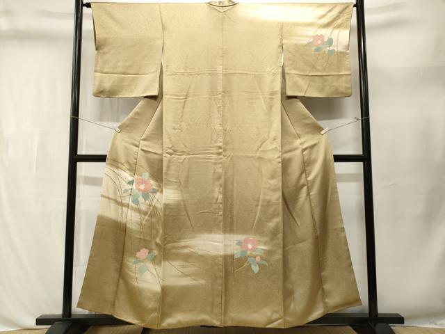 平和屋着物■訪問着　駒刺繍　枝椿文　暈し染め　金彩　正絹　逸品　CABL3465ev