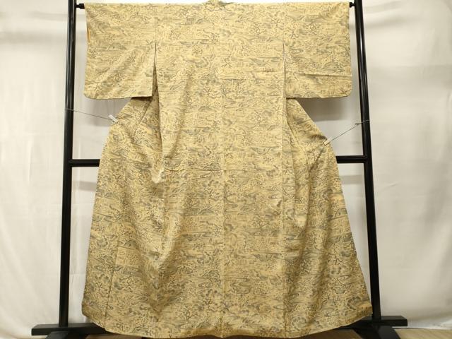 平和屋着物■上質な紬　手描き　御所解文　正絹　逸品　CABL3470ev