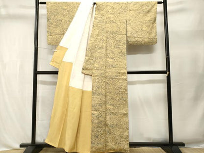平和屋着物■上質な紬　手描き　御所解文　正絹　逸品　CABL3470ev