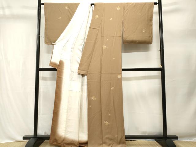 平和屋着物■上質な小紋　簪　櫛花文　金彩　鬼しぼ縮緬　正絹　逸品　CABL3472ev
