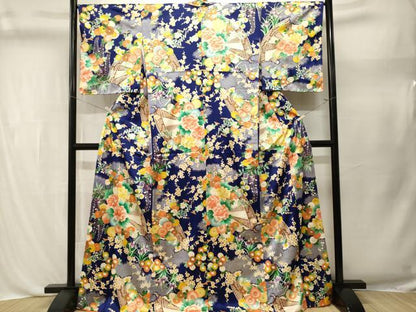 平和屋着物■上質な小紋　片輪車草花文　金彩　正絹　逸品　CABL3473ev