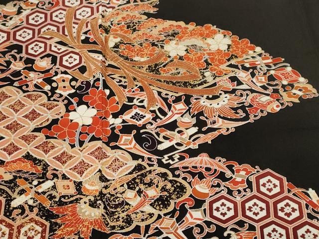 平和屋着物■豪華黒留袖　束ね熨斗宝尽し文　金彩　正絹　逸品　CABL3475ev