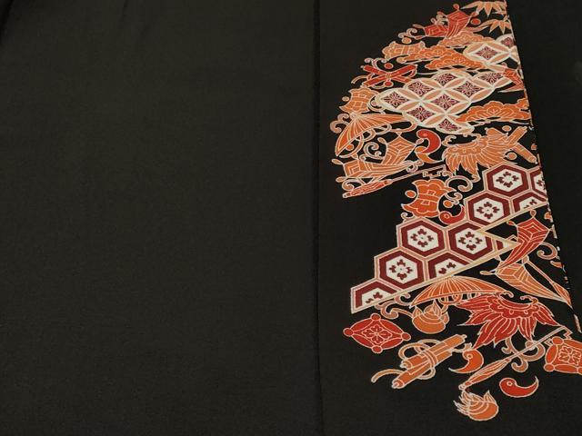 平和屋着物■豪華黒留袖　束ね熨斗宝尽し文　金彩　正絹　逸品　CABL3475ev