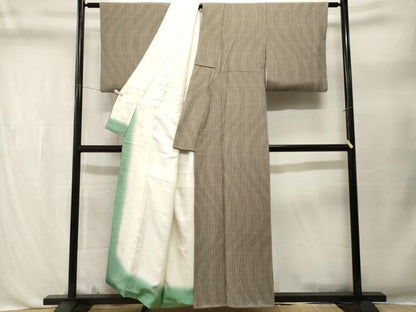 平和屋着物■上質な小紋　よろけ縞　横段文　正絹　逸品　CABL3478ev