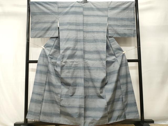 平和屋着物■上質な紬　刺繍　横段文　正絹　逸品　CABL3482ev
