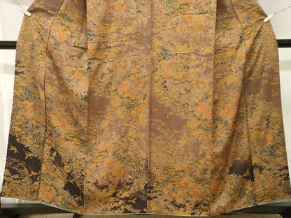 平和屋着物■訪問着　鴛鴦飛鶴流水草花文　正絹　逸品　CABL3483ev