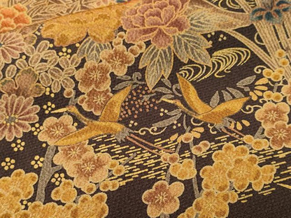 平和屋着物■訪問着　鴛鴦飛鶴流水草花文　正絹　逸品　CABL3483ev