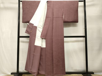 平和屋着物■上質な色無地　霞地紋　二藍色　正絹　逸品　CABL3489ev