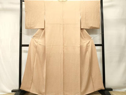 平和屋着物■二代目清次郎　手描き　色無地　霞地紋　白茶色　正絹　逸品　CABL3490ev