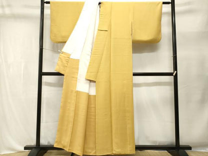 平和屋着物■上質な色無地　作家物　芥子色　正絹　逸品　CABL3492ev