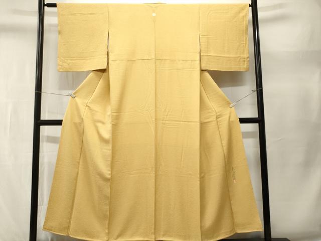 平和屋着物■本草木染作家　瑞寶　色無地　霞地紋　飴色　正絹　逸品　CABL3494ev