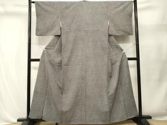 平和屋着物■小紋　幾何学鱗文　黒地　洗える着物　CABL3496ev
