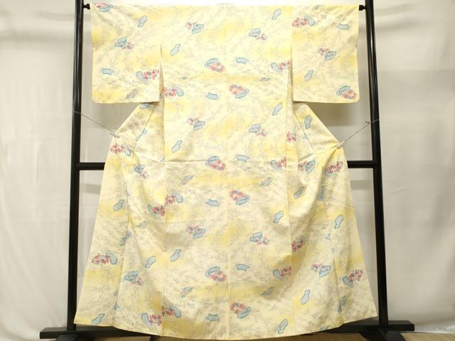 平和屋着物■小紋　地紙枝梅楓文　暈し染め　洗える着物　CABL3499ev