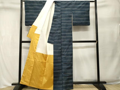 平和屋着物■上質な紬　格子柄　正絹　逸品　CABL3504ev