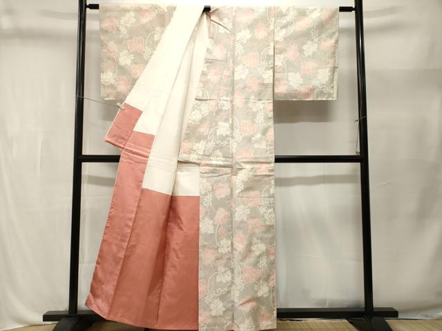 平和屋着物■本場大島紬　白大島　葡萄蔦の葉文　正絹　逸品　CABL3505ev