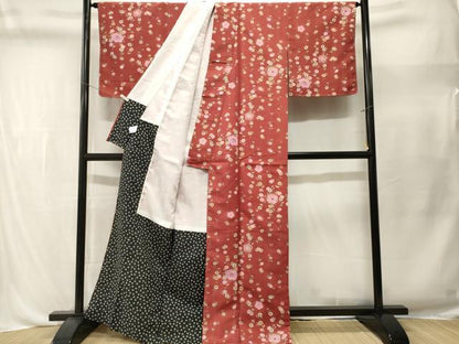平和屋着物■小紋　枝花文　洗える着物　CABL3506ev