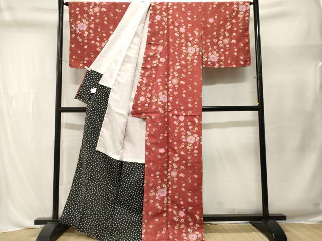 平和屋着物■小紋　枝花文　洗える着物　CABL3506ev