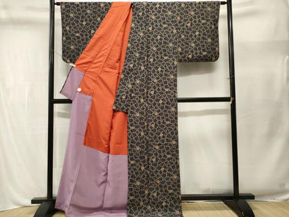 平和屋着物■小紋　花繋ぎ　縞　洗える着物　CABL3510ev