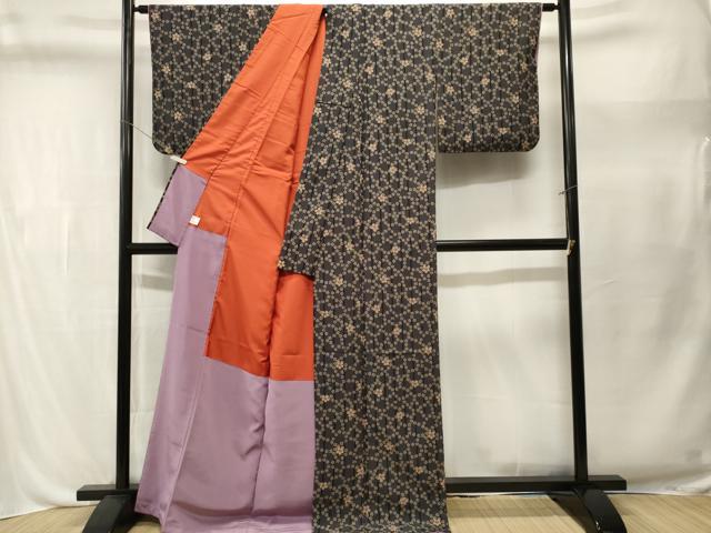 平和屋着物■小紋　花繋ぎ　縞　洗える着物　CABL3510ev