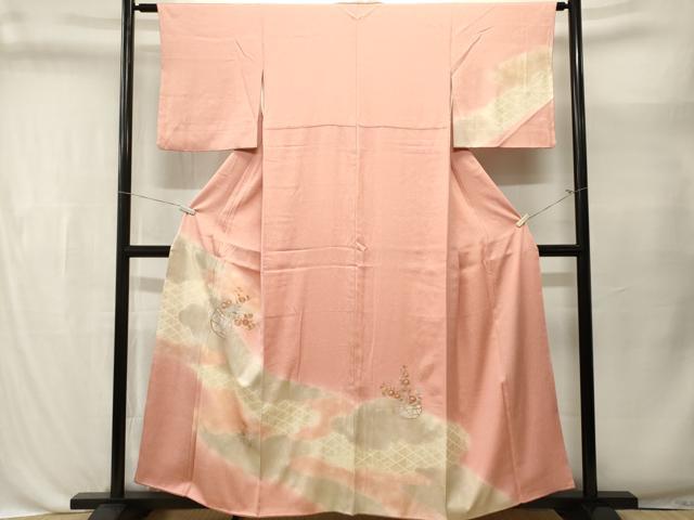 平和屋着物■訪問着　刺繍　雲重ね花籠文　暈し染め　金彩　正絹　逸品　CABL3517ev