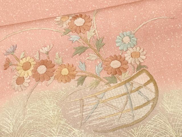 平和屋着物■訪問着　刺繍　雲重ね花籠文　暈し染め　金彩　正絹　逸品　CABL3517ev
