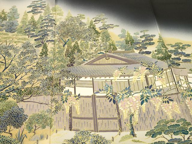 平和屋着物■豪華黒留袖　樹林風景文　暈し染め　正絹　逸品　未使用　CABL3518ev